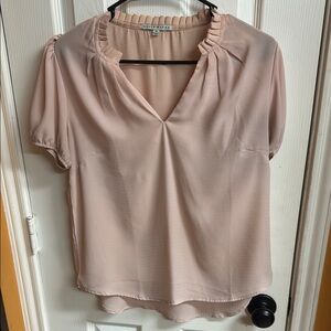 Haute Monde Pink Ruched Short Sleeve Blouse
